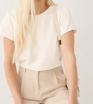 J. Crew Short-Sleeve Ivory Button-back Top Everyday Crepe Size Large